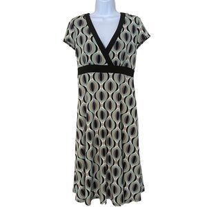 Dress Barn Black and Cream Geometric Midi Dress